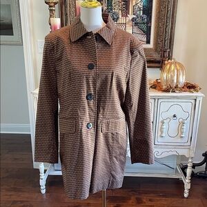 WORTHINGTON Elegant Brown Houndstooth Trench Coat